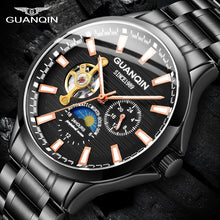 Load image into Gallery viewer, GUANQIN 2019 automatic watch clock men waterproof stainless steel mechanical top brand luxury skeleton watch relogio masculino