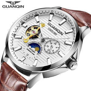 GUANQIN 2019 automatic watch clock men waterproof stainless steel mechanical top brand luxury skeleton watch relogio masculino