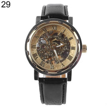 Load image into Gallery viewer, Classic Men Faux Leather Band Roman Numerals Hand-Wind Mechanical Watches Sports Army Wristwatch Automatic Skeleton Watch