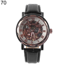 Load image into Gallery viewer, Classic Men Faux Leather Band Roman Numerals Hand-Wind Mechanical Watches Sports Army Wristwatch Automatic Skeleton Watch