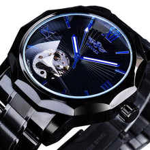 Load image into Gallery viewer, Winner Golden Watches Classic Rhinestone Clock Roman Analog Male Skeleton Clocks Automatic Mechanical Stainless Steel Band Watch