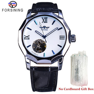 Winner Golden Watches Classic Rhinestone Clock Roman Analog Male Skeleton Clocks Automatic Mechanical Stainless Steel Band Watch