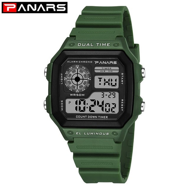 PANARS Muti-Functional LED Electronic Watch Daily Waterproof Outdoor Men Sport Digital Watch Men Clock Male Wrist WatchN