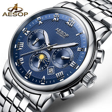 Load image into Gallery viewer, AESOP Men&#39;s Fashion Watches Automatic Mechanical Watch Blue Wrist Wristwatch Stainless Steel Male Clock Men Relogio Masculino